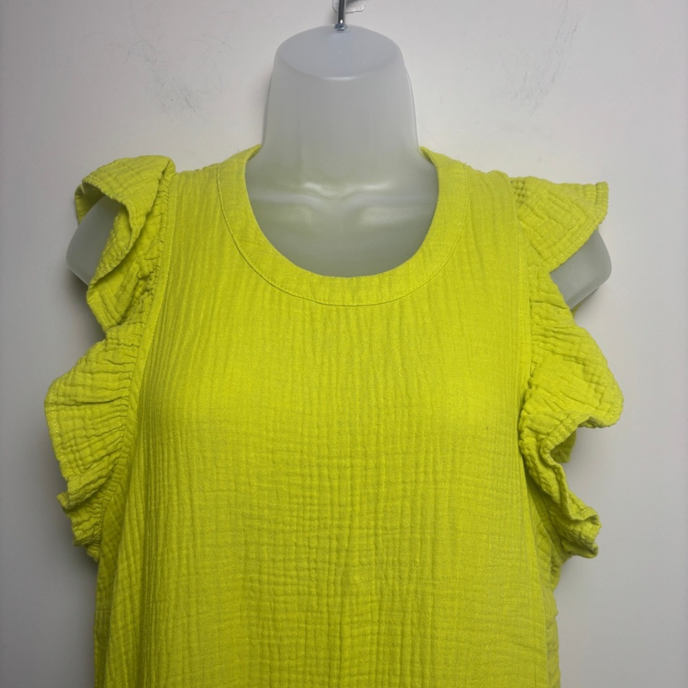 Universal Thread Lime Green Flutter Sleeves Tiered Gauze Maxi Dress Womens XL - Picture 2 of 9